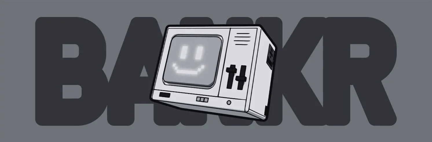 Bankr banner: a cartoon computer with a smiling screen over the large word BANKR.
